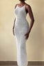 Beach Vacation Knit Cut Out Cover Up Maxi Sweater Dress