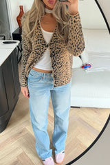 Leopard V-Neck Brushed Knit Top