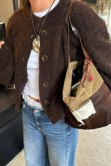 Casual Minimalist Button Front Long Sleeve Coat