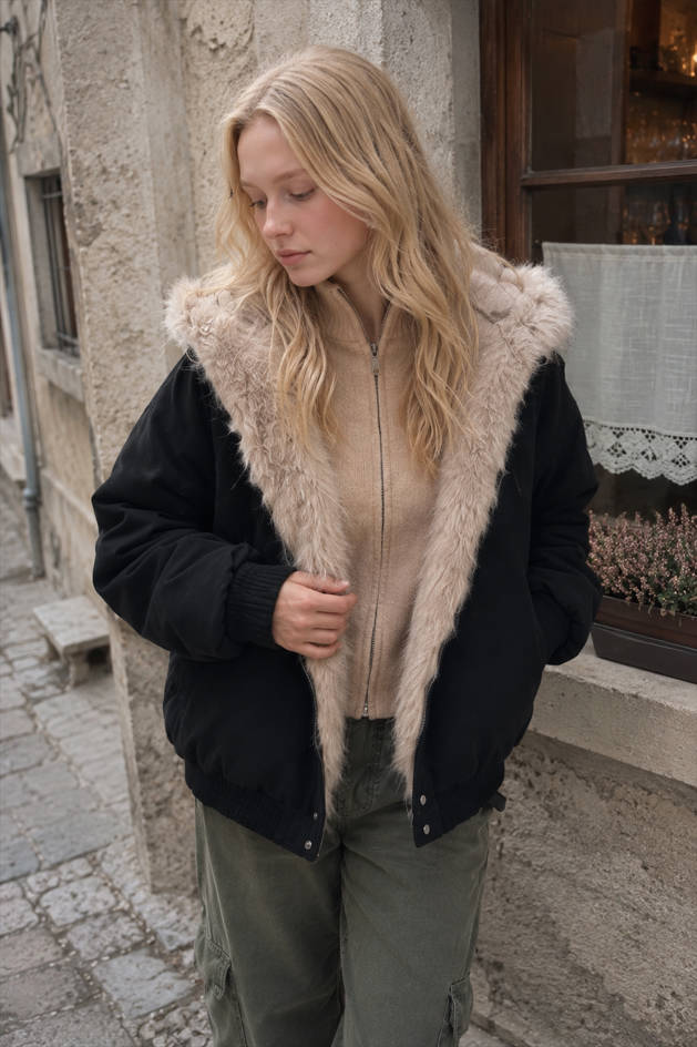 Fur Hooded Insulated Jacket