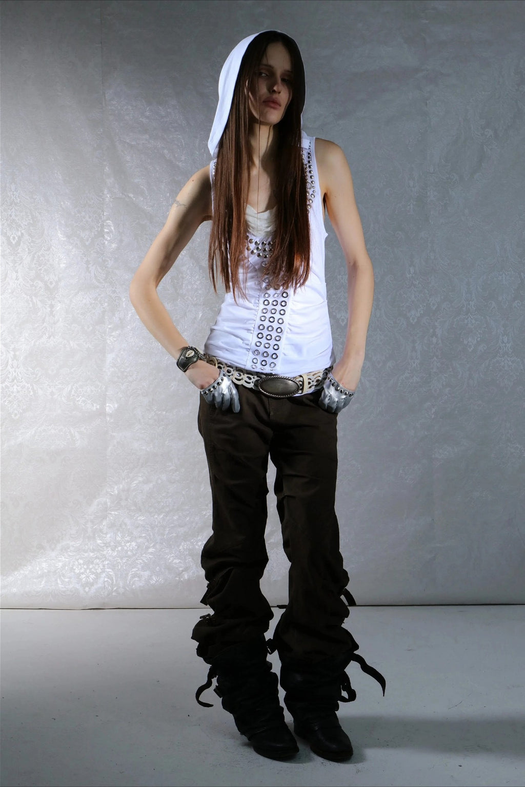 Studded Corset Detail Longline Tank Top