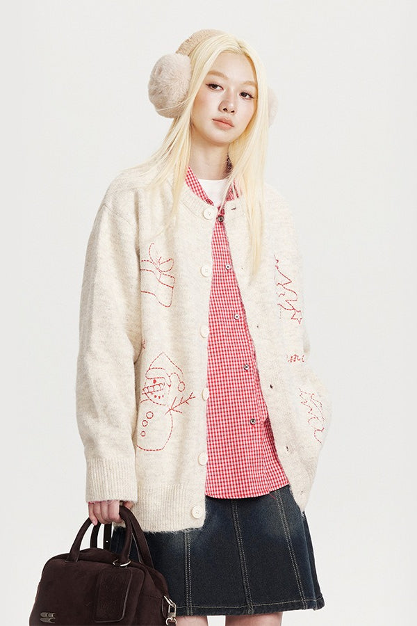 Embroidered Oversized Wool Cardigan Secondary image