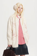Embroidered Oversized Wool Cardigan