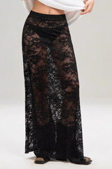 Solid Color Lace Bodycon High Waist Skirt