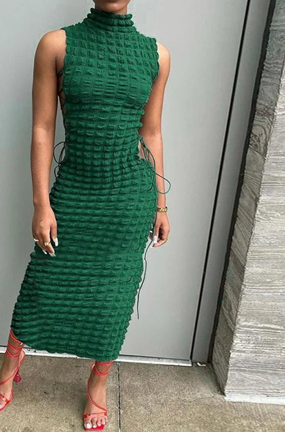 Lace Up Hollow Sleeveless Midi Dress Main image