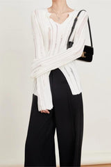 Cutout Detail Textured Knit Top