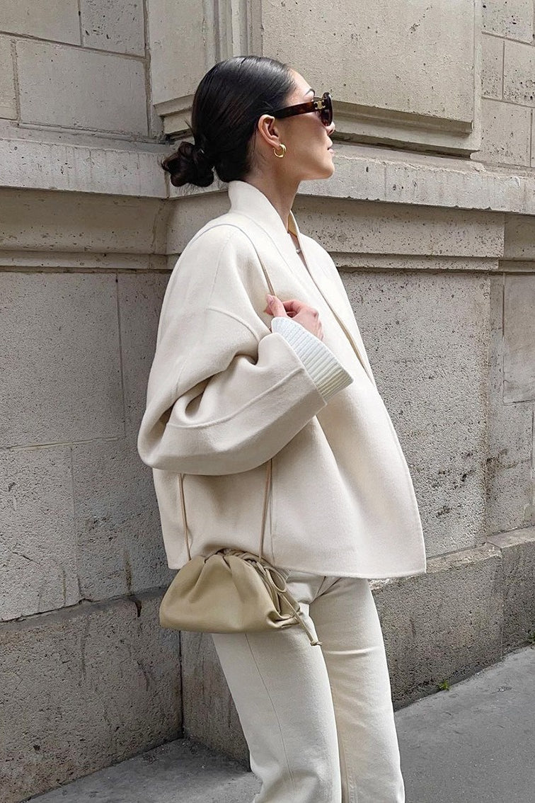 Oversized V-Neck Wool Blend Coat Secondary image
