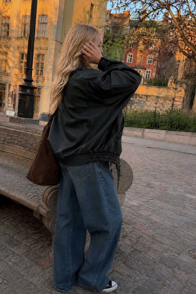 Oversized Moto Leather Jacket