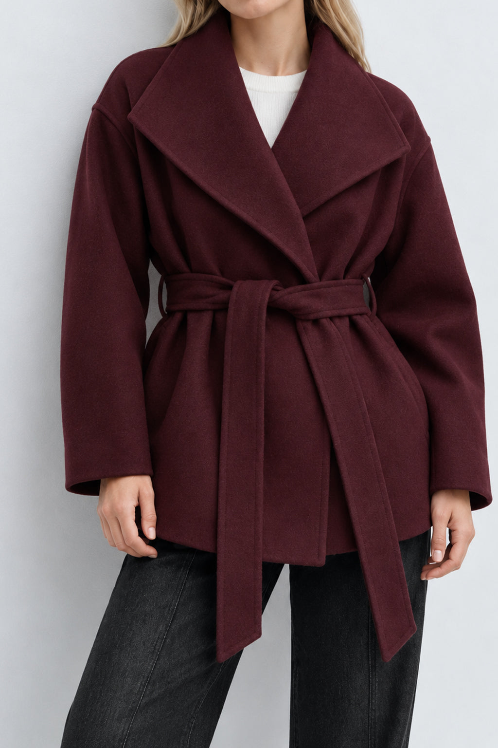 Structured Double Faced Wool Midi Coat
