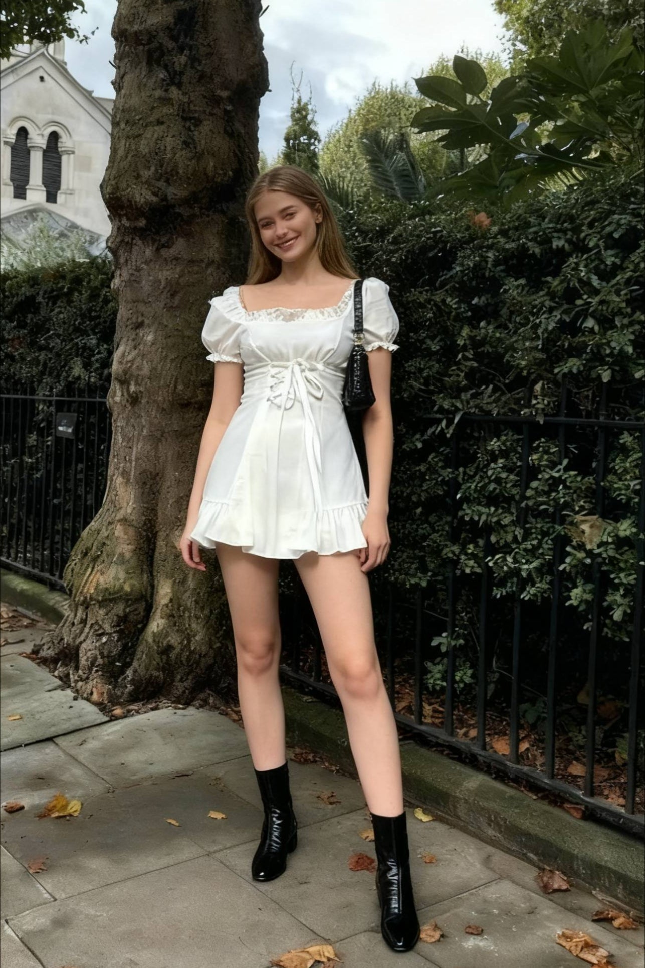 Soft Girl Lace Up Mini Dress Main image