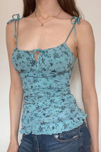 Floral Cutout Tie Cami Top