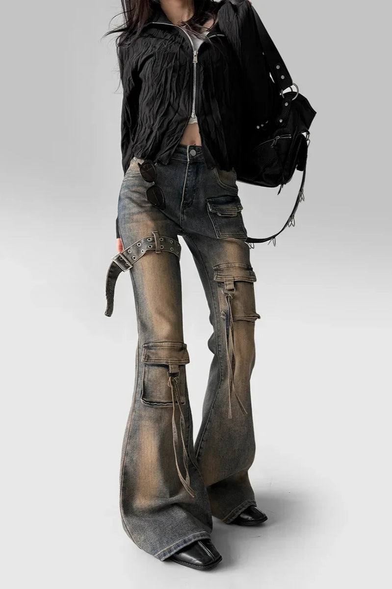 Low Waist Flare Cargo Jeans Main image