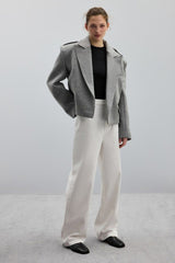 Structured Wool Notch Lapel Coat