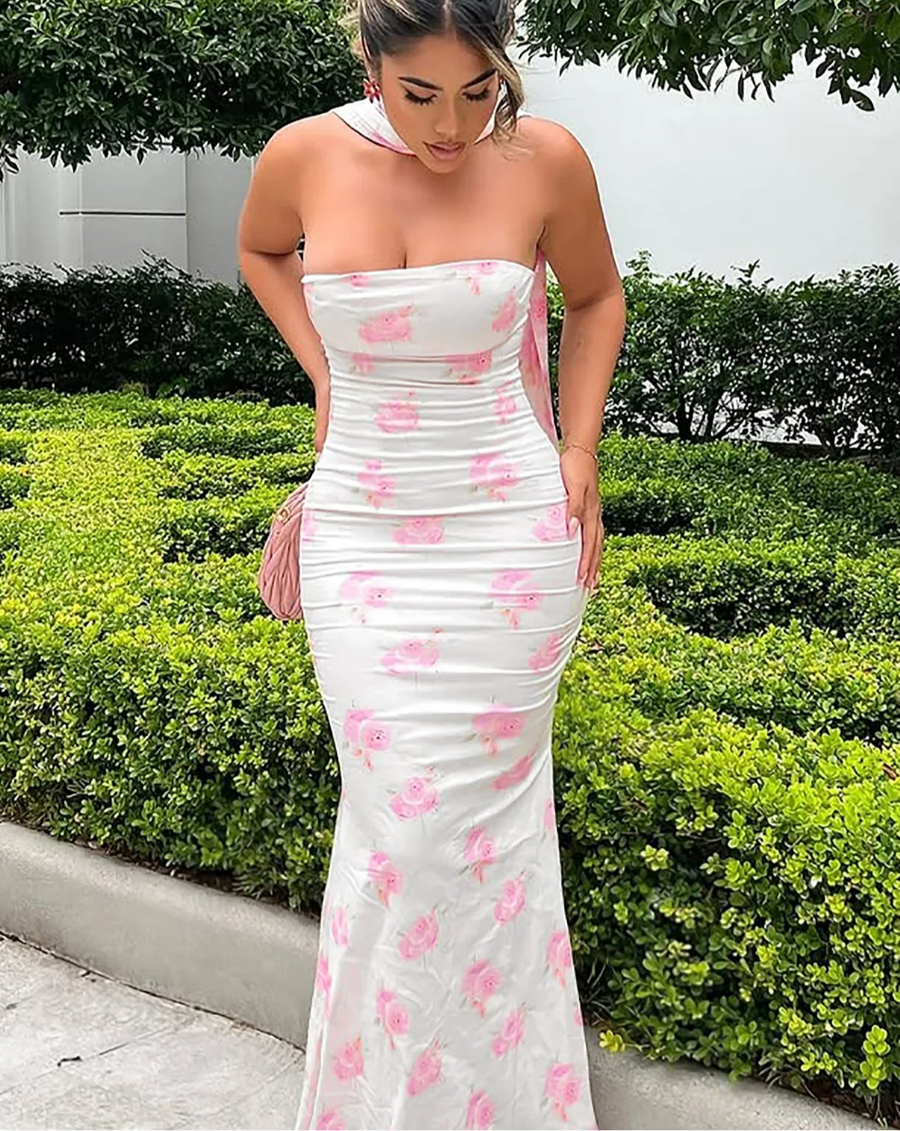 Floral Strapless Ribbon Maxi Dress Main image