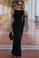 Solid Color Asymmetric Work Dress