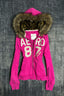 Rhinestone Letter Fur Trim Zip Hoodie