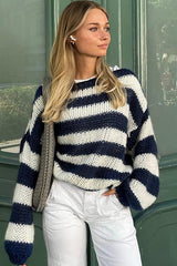 Striped Crewneck Knit Sweater