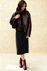 New Leaher Feminina Streetwear Outwear Vermelho Black Jackets