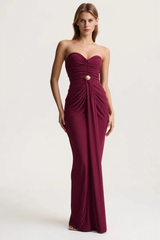 Strapless Ruched Waist Sash Party Dress