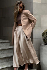 Satin High Waist Circle Maxi Skirt