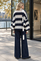 V-Neck Patchwork Knit Cardigan