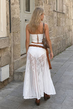 Low Waist Lace Trim Bodycon Pencil Skirt