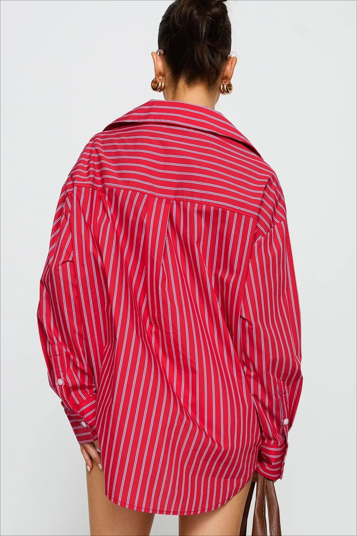 Oversized Red Stripe Long Sleeve Button Blouse Secondary image