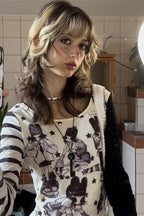 Star Stripe Asymmetric Layered Long Sleeve T-Shirt