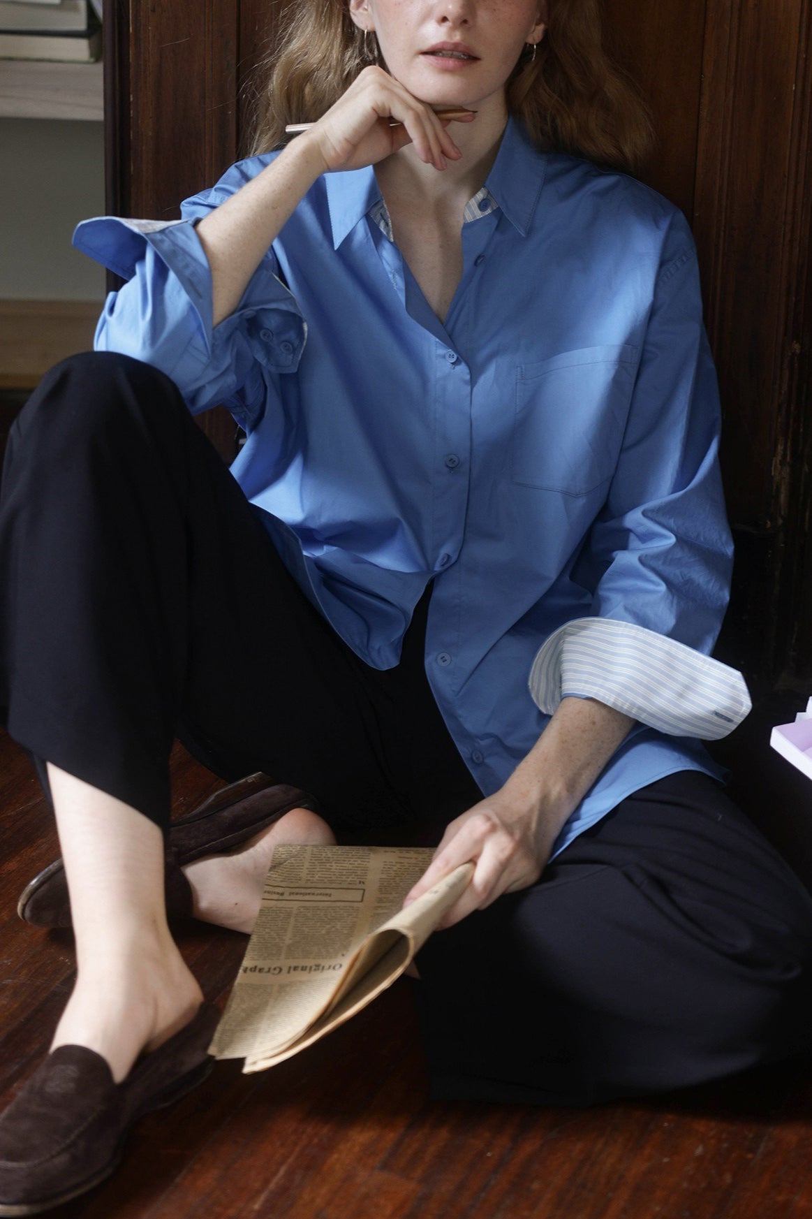 Woven Color Block Stripe Blouse Main image