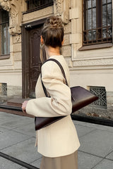 Chic Beige Structured V-Neck Coat