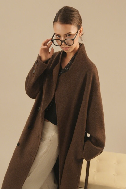 Double Faced Wool Double Breasted Long Handmade Overcoat Secondary image