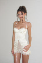 Lace Trim Boned Corset Cami Mini Dress