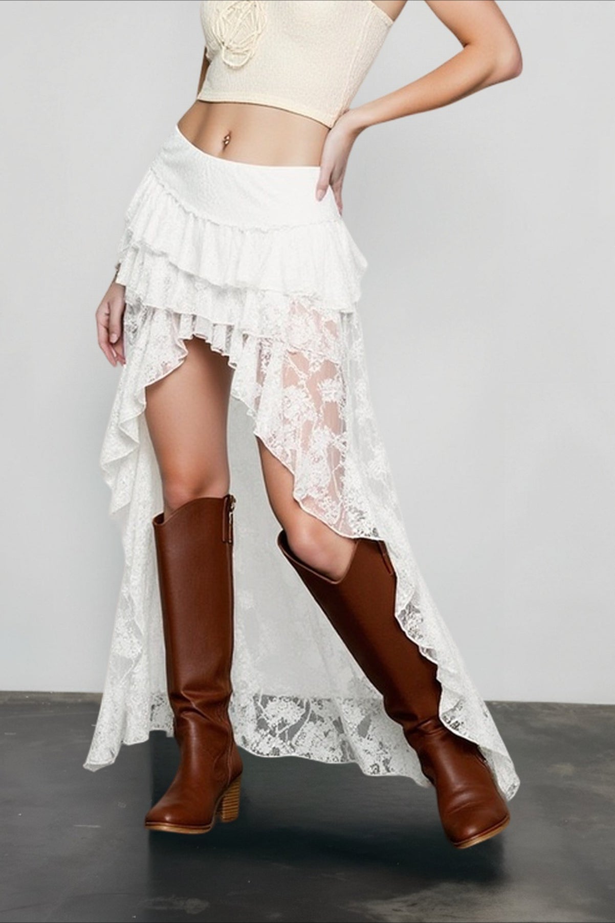 Lace Asymmetric Bodycon Skirt Secondary image