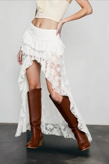 Lace Asymmetric Bodycon Skirt