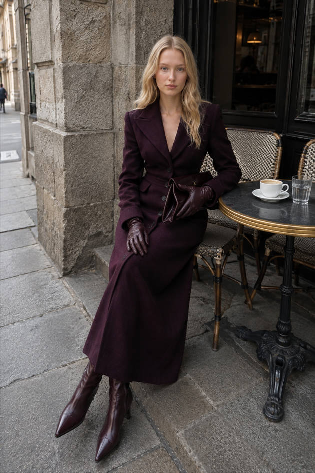 Notched Collar Single Breasted Slim Overcoat