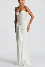 Sequin Corset Strapless Draped Party Dress