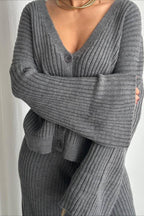Solid Color Knit Sweater Pants Knit Set