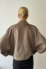 Elegant Wool Blend Stand Collar Coat