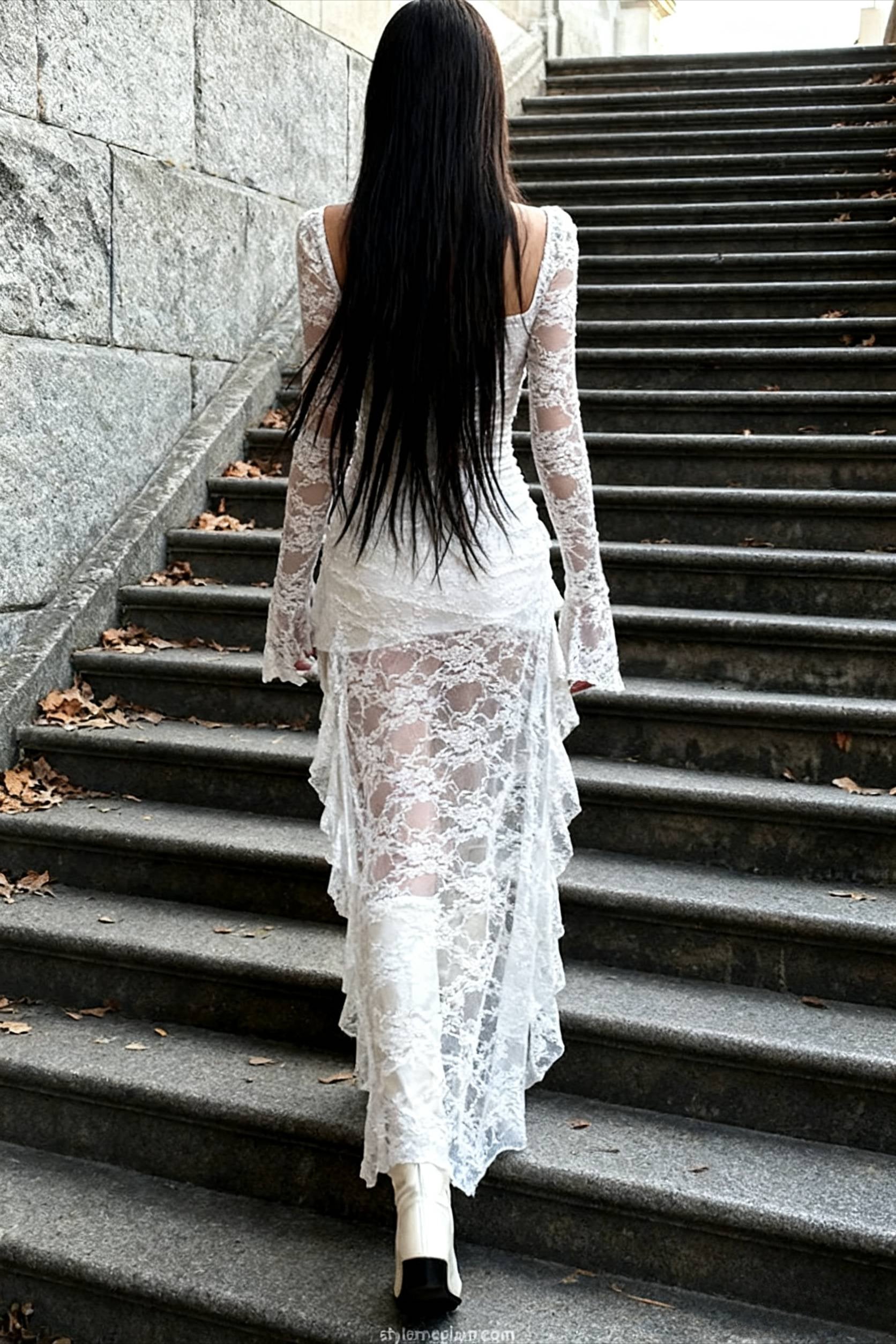 Goth Lace Mullet Mini Dress Secondary image