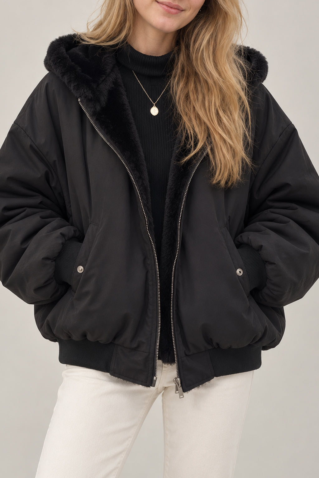 Double-Sided Wear Hooded Cotton Coat Main image