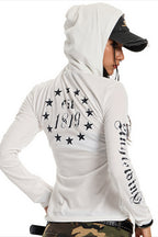 Gothic Script Fitted Button Placket Hoodie
