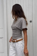 Striped Crew Neck Slim Fit Short Sleeve Tee