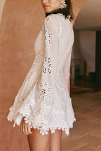 Lace Trim V Neck Bodycon Lace Dress