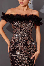 Shiny Sequin Off-Shoulder Slim Mermaid Sequin Dress