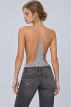Chain Cut Out Backless Crossover Cami Top