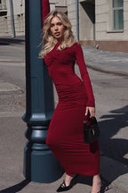 Elegant Ruched Maxi Work Dress