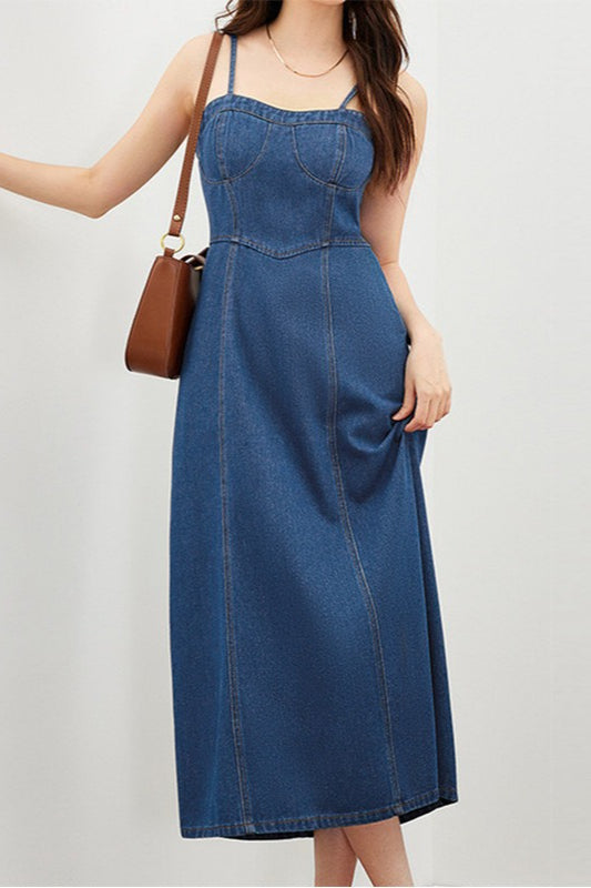 Sleeveless Washed Denim Dress Main image