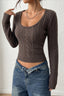 Cable Knit Scoop Neck Cropped Fitted Sweater