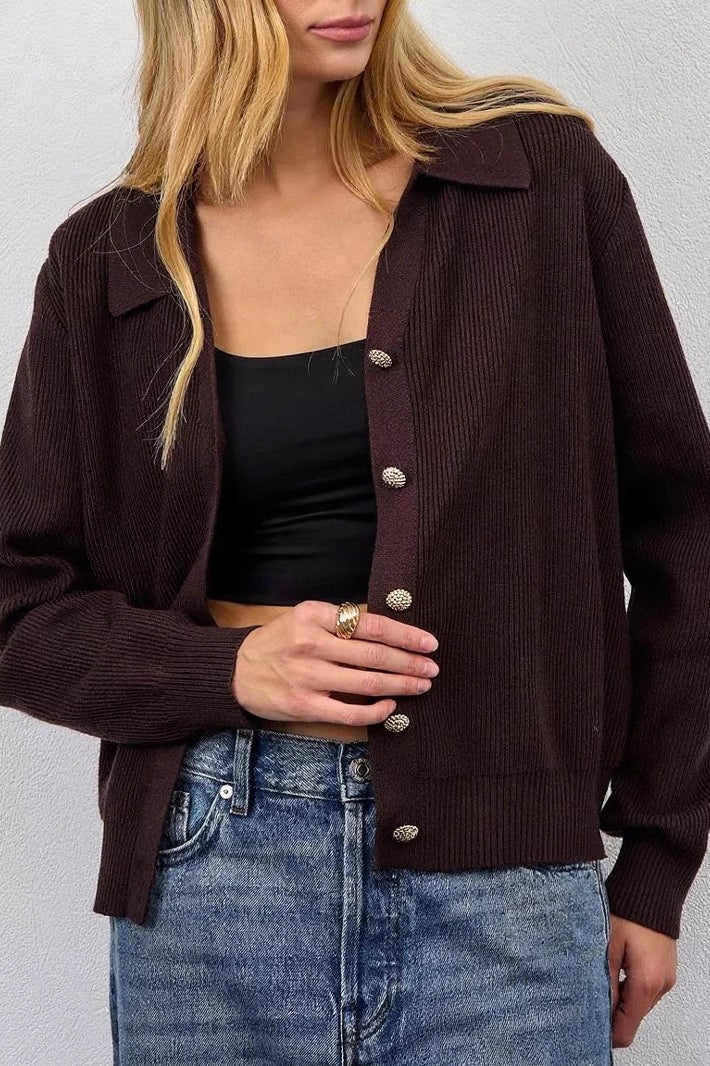 Single Button V-Neck Knit Sweater Secondary image