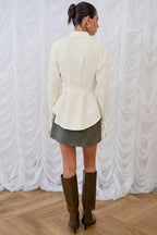 Vintage Slim Fit Ruched Waist Minimalist Elegant Blouse